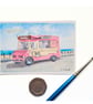 Original ACEO Miniature Watercolour Painting Classic Ice Cream Van 1970's