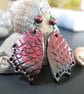 "Draig Bach" (Little Dragon) – Crimson & Bronze Faery Dragon Wing Earrings - Image 5
