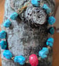 Handmade Genuine Coral & Dyed Howlite Jewellery Set Earrings and a Bracelet - Image 3