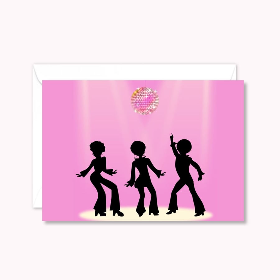 Seventies Disco Greeting Card: Platform Shoes and Glitter Ball (706)