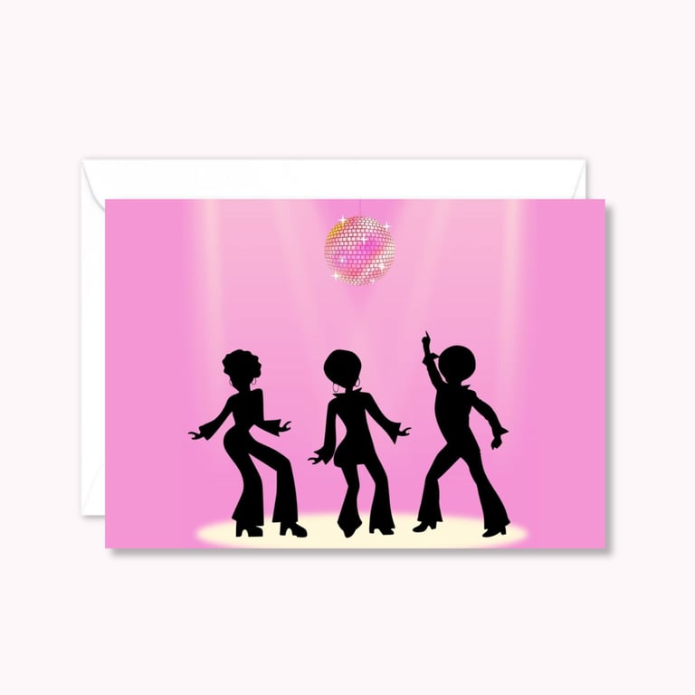 Seventies Disco Greeting Card: Platform Shoes and Glitter Ball (706)