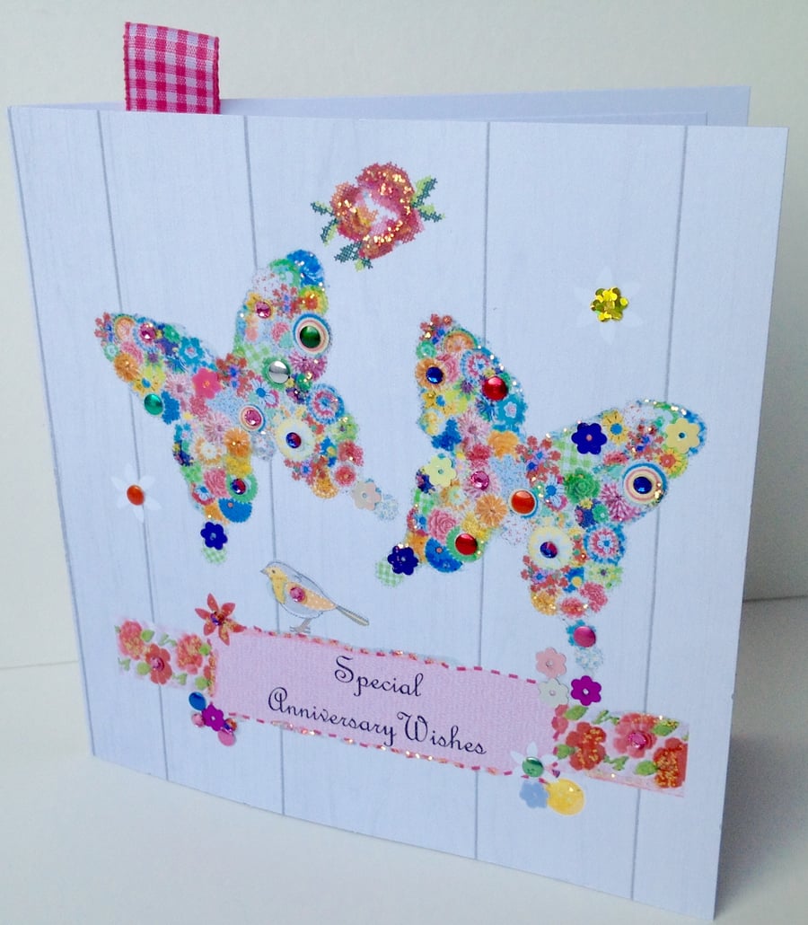 Anniversary Greeting Card,Handmade,Personalised,Handfinished 