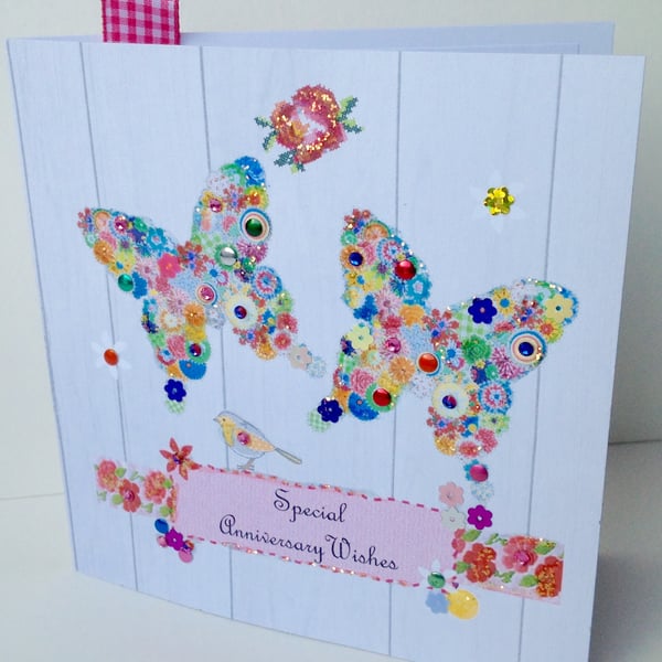 Anniversary Greeting Card,Handmade,Personalised,Handfinished 