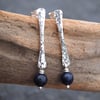 Silver stud earrings with blue goldstone