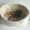 Key basket, bowl, fabric, multi purpose storage, bees on beige