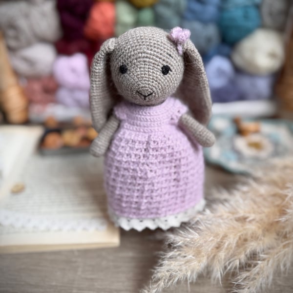 Digital PDF pattern Cottage Style Rabbit Amigurumi Crochet Pattern, Woodland Toy