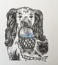Ink drawing of Staffordshire dog figure - Image 1