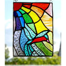 Kingfisher Rainbow Panel Stained Glass Suncatcher 021