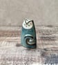 Small Cat Vase, handmade blue green mini cat pot - Image 5