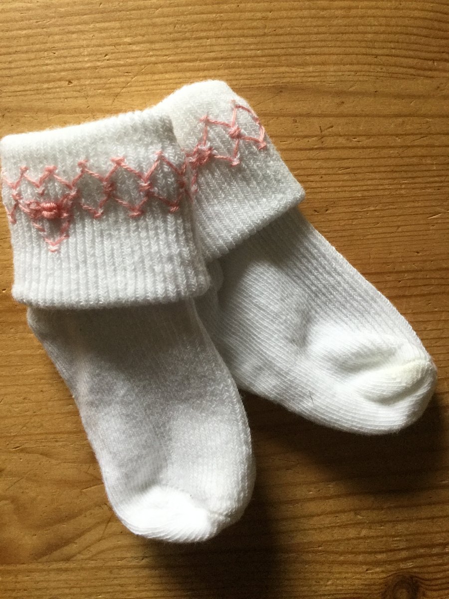 Hand Smocked Baby Socks, Pink