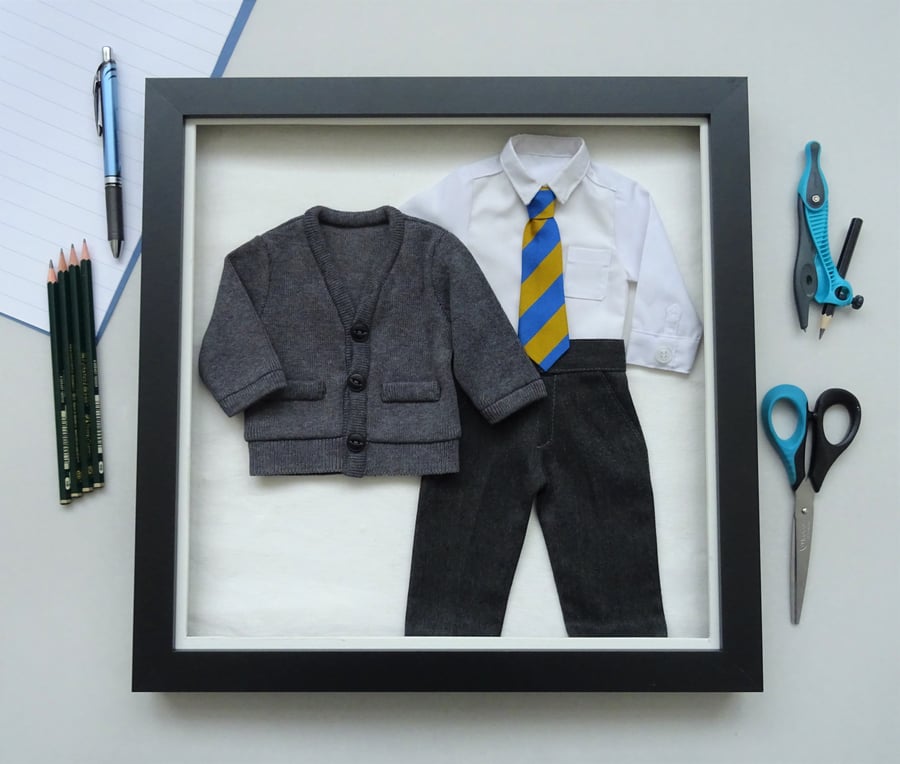 Miniaturised and Framed School Uniform, Bespoke and personalised MADE TO ORDER