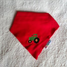 Tractor dribble bib, hand embroidered