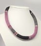 Felted cord necklace - shades of greys and pink