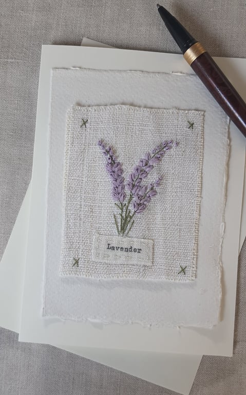 Hand Ribbon embroidered  keepsake blank greetings card