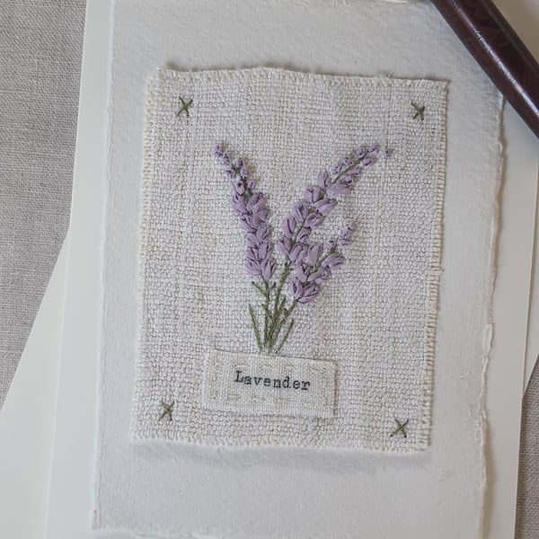 Hand Ribbon embroidered  keepsake blank greetings card