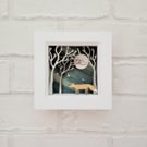 Fox Picture, Diorama, Enchanted Forest Shadow Box, Folk Art