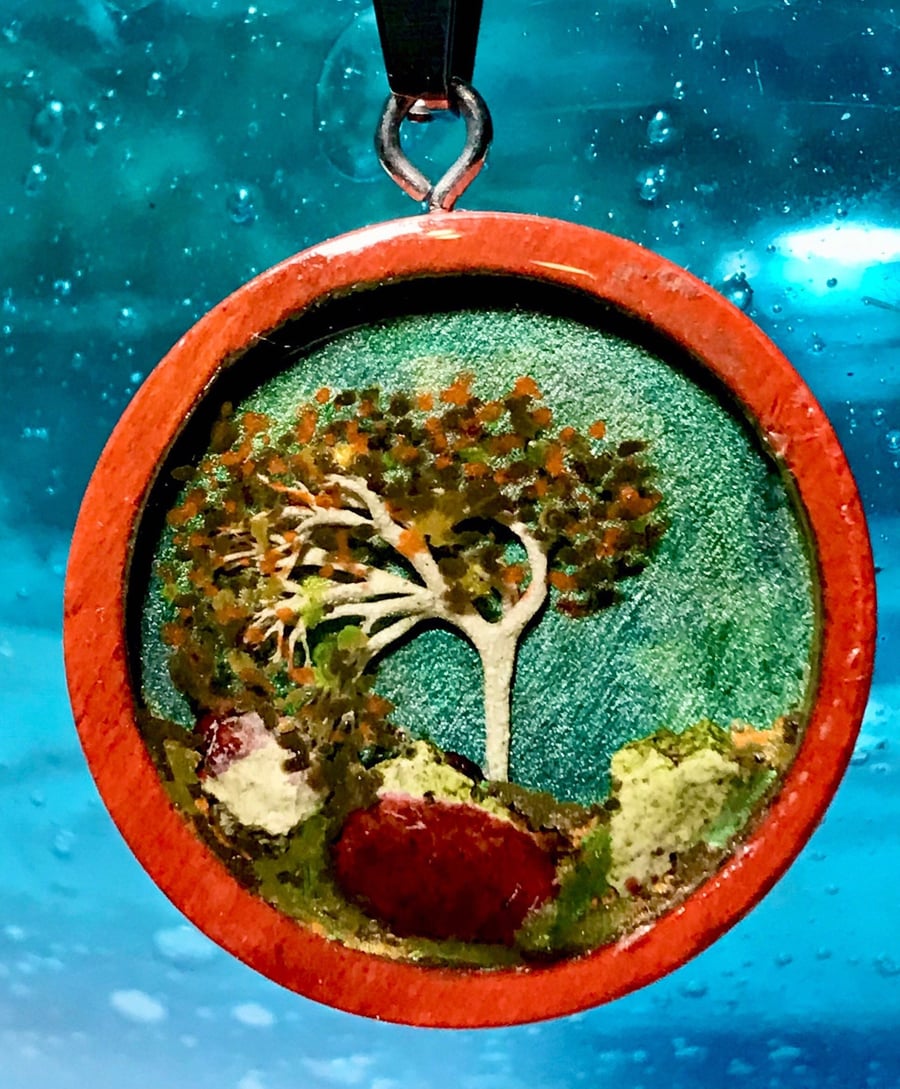 Sea treasures Fall Tree Rockpool REAL Seaweed Pendant Art inspired by the Isle o