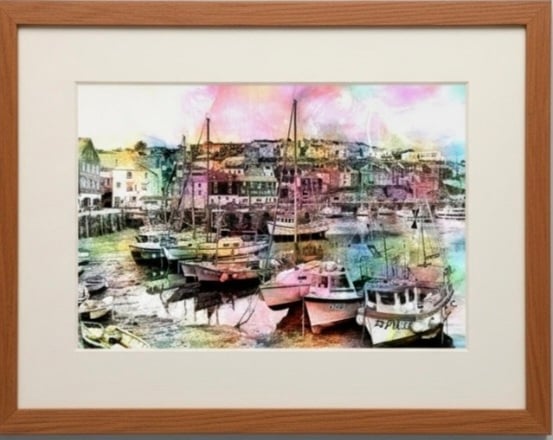 Mevagissey Harbour Boats Digital Art Print – Cornwall Wall Art