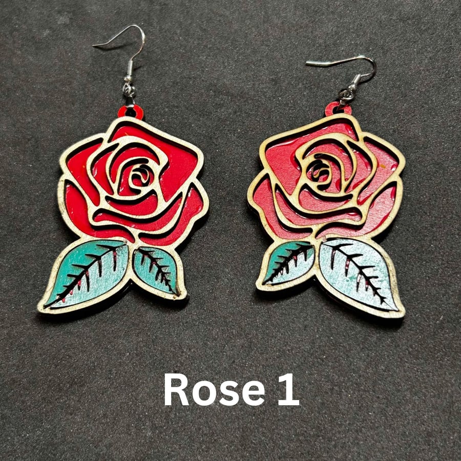 Flower Wooden Earrings
