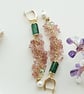 Dangle earrings with green and rose quartz beads, handmade drop earrings - Image 3