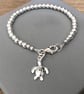 Sterling Silver Turtle Charm Bracelet, Beaded Ball Bracelet - Image 4