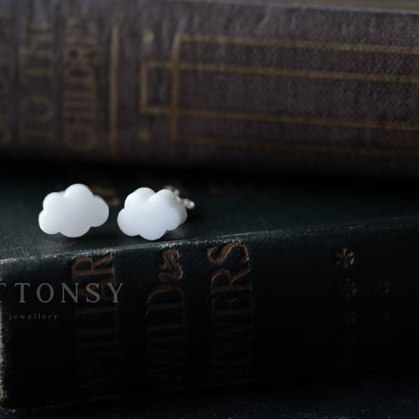 Cloud Earrings Sterling Silver Cloud Jewelry Weather Jewelry Cute Earrings Kawai