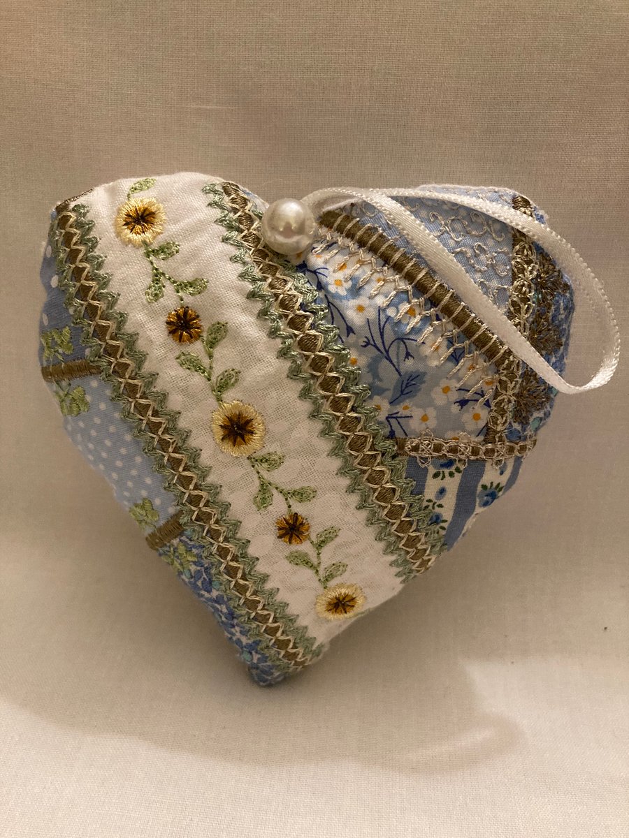 Embroidered hanging heart