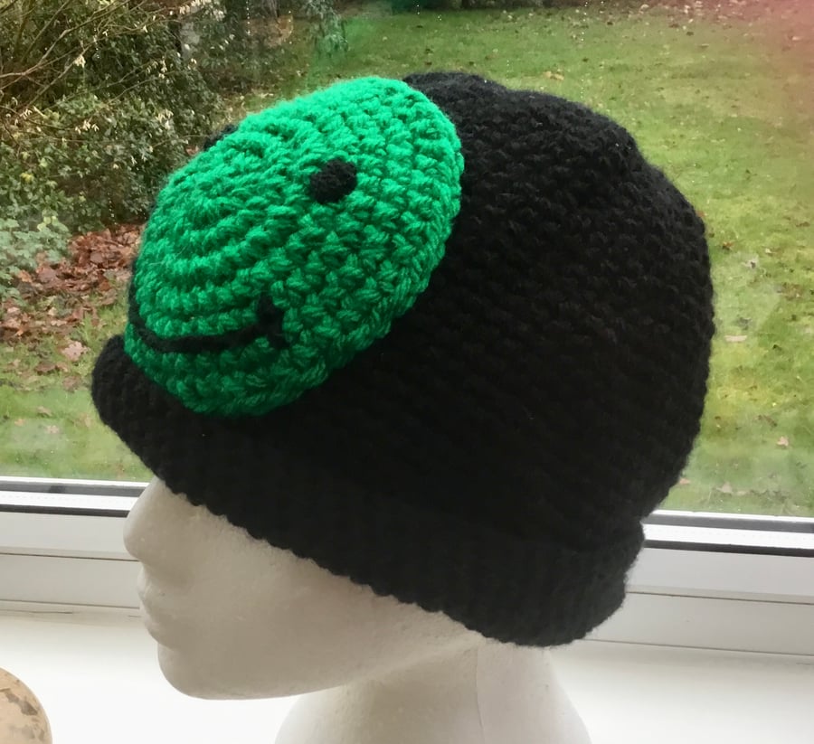 Acid Smile! Crocheted Super Chunky Beanie Hat for a Lady or a Gent.