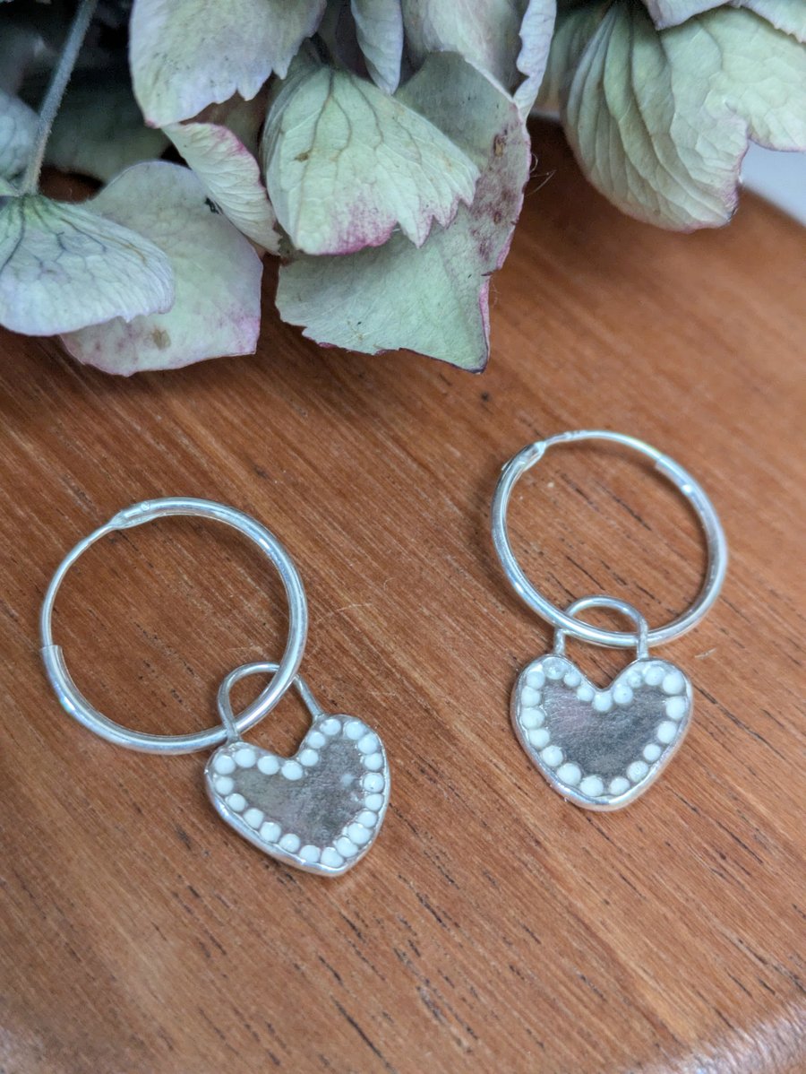 Sterling silver heart hoops 