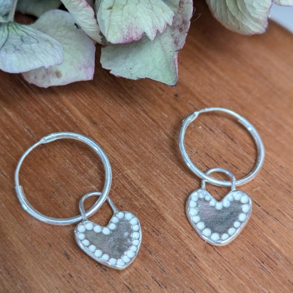 Sterling silver heart hoops 