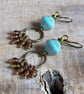 Bohemian Cluster Earrings. Turquoise & Amber Czech Glass Earring. Autumn Earring - Image 5
