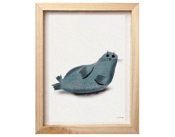 12" x 16" fine art giclee print - watercolour seal illustration 