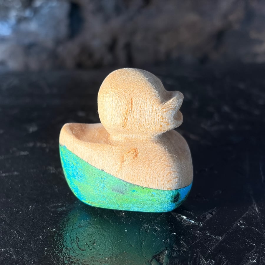 Hand Carved Basswood Duck Sculpture - Contemporary Wooden Duck