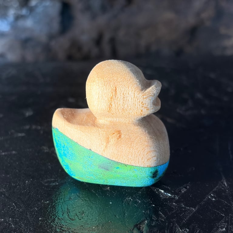 Hand Carved Basswood Duck Sculpture - Contemporary Wooden Duck