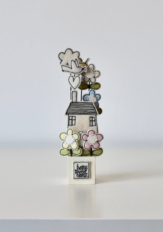 'Home Sweet Home' on a Painted Wooden Block Stand