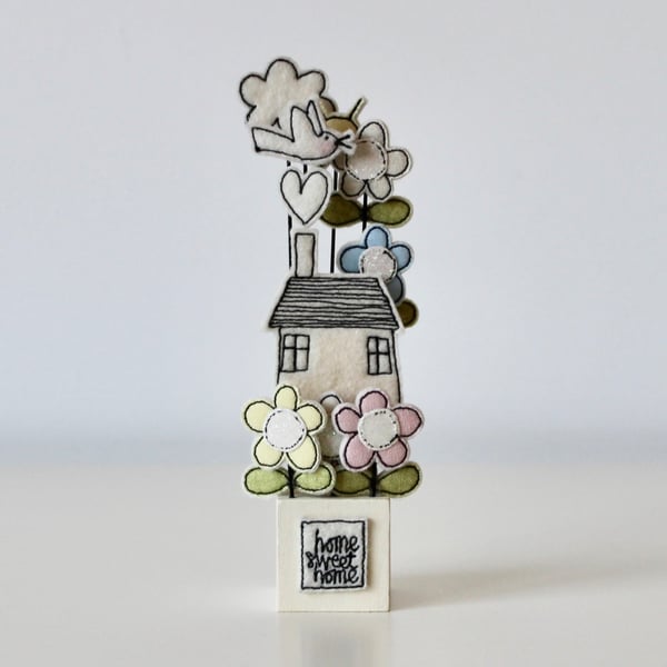 'Home Sweet Home' on a Painted Wooden Block Stand