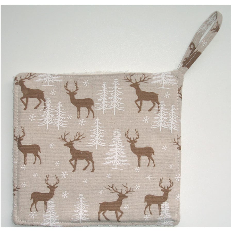 Christmas Pot Holder Potholder Kitchen Grab Mat Pad Reindeer