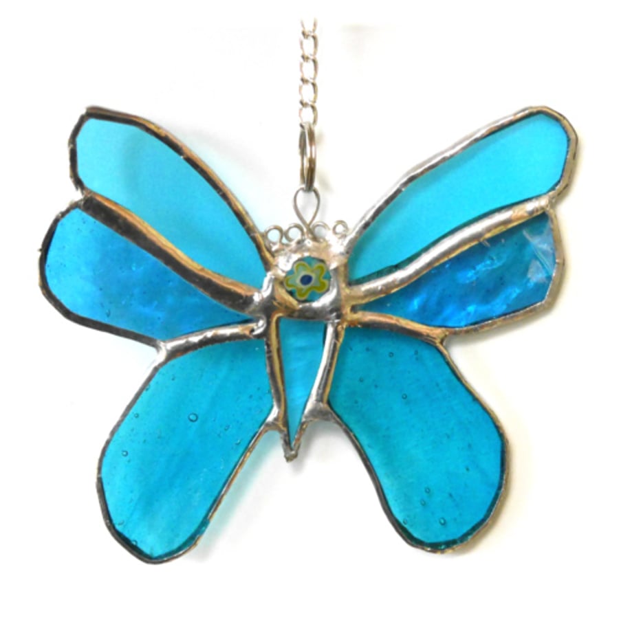 Butterfly Stained Glass Suncatcher Turquoise