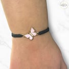 Pink Butterfly Charm Bracelet - Enamel Butterfly Charm - Pastel Butterfly - Gift