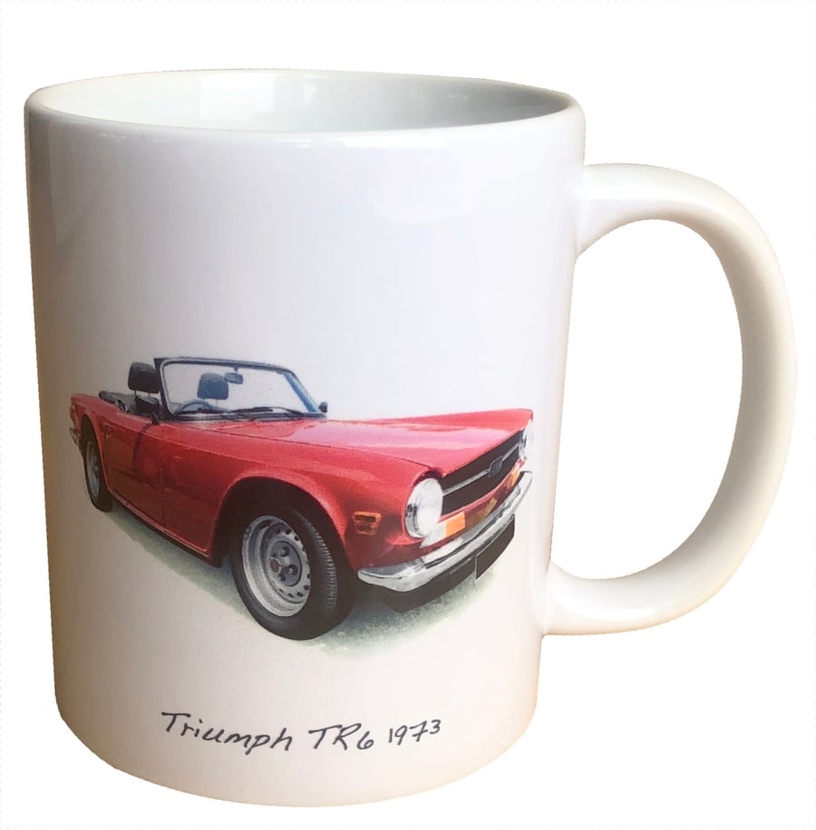 Triumph TR6 1973 - 11oz Ceramic Mug - British Traditional Sports Car