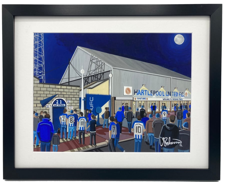 Hartlepool Utd F.C, Victoria Park, High Quality Framed Football Art Print.