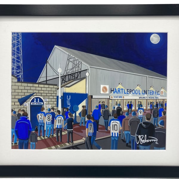 Hartlepool Utd F.C, Victoria Park, High Quality Framed Football Art Print.