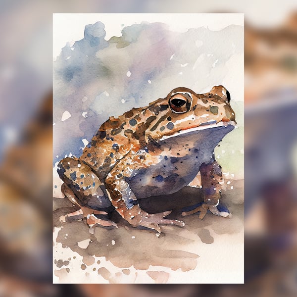 Realistic Frog Watercolor Art Print 5x7 - Amphibian Nature Decor