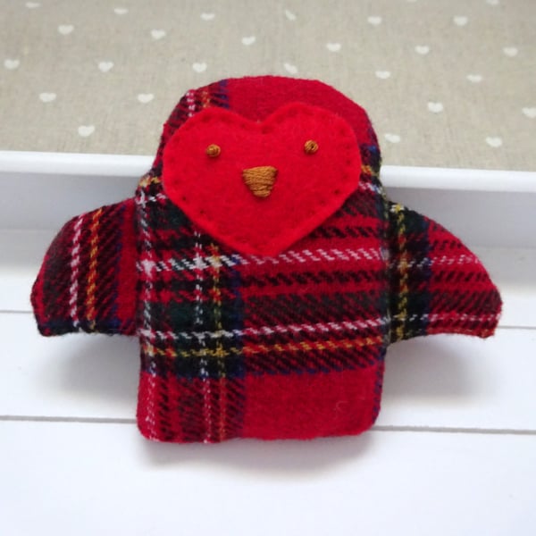 hand sewn tartan bird plush