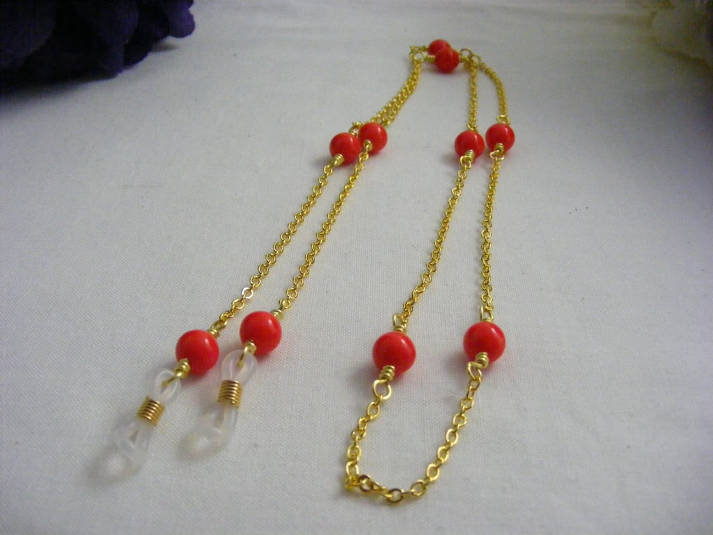 Bright Red Glasses Chain.