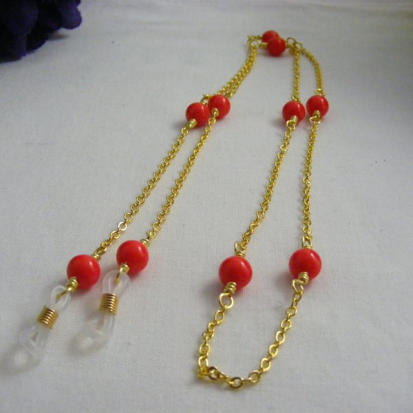 Bright Red Glasses Chain.