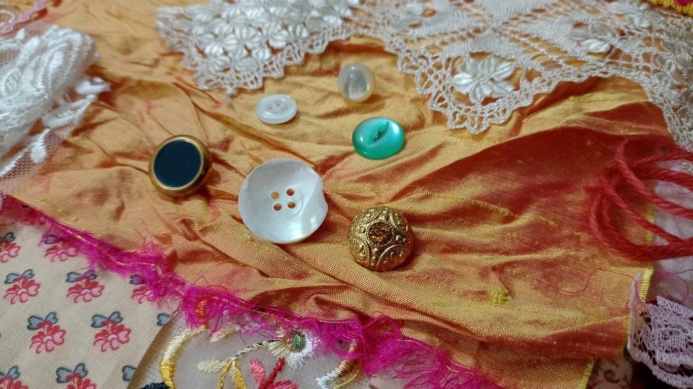 Silk and Sari Slow Stitching kit - upcycled and zero waste materials 