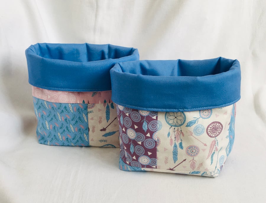 Pretty Fabric Boxes, Fabric Tubs, Trinket Box, Accessories, Gift Idea.