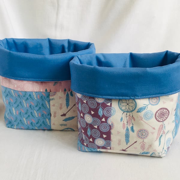 Pretty Fabric Boxes, Fabric Tubs, Trinket Box, Accessories, Gift Idea.