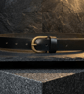 Black Full Grain Leather Belt Antique Brass Buckle Womens Belt 25mm 1 Inch